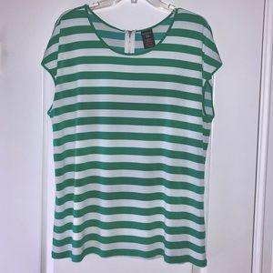NWOT Green/White stripped sleeveless top, XL 16/18
